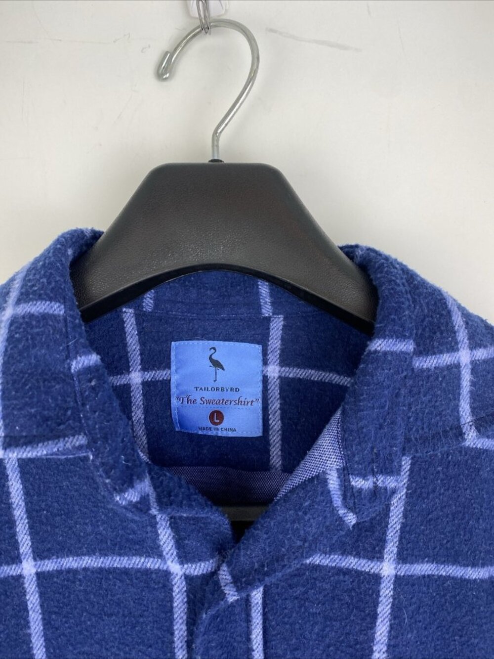 Tailorbyrd “The Sweatshirt” Blue Flannel Shirt Mens Large - Picture 2 of 3